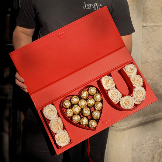 Love Statement – Caja 'I Love You' con Rosas Rojas y Bombones