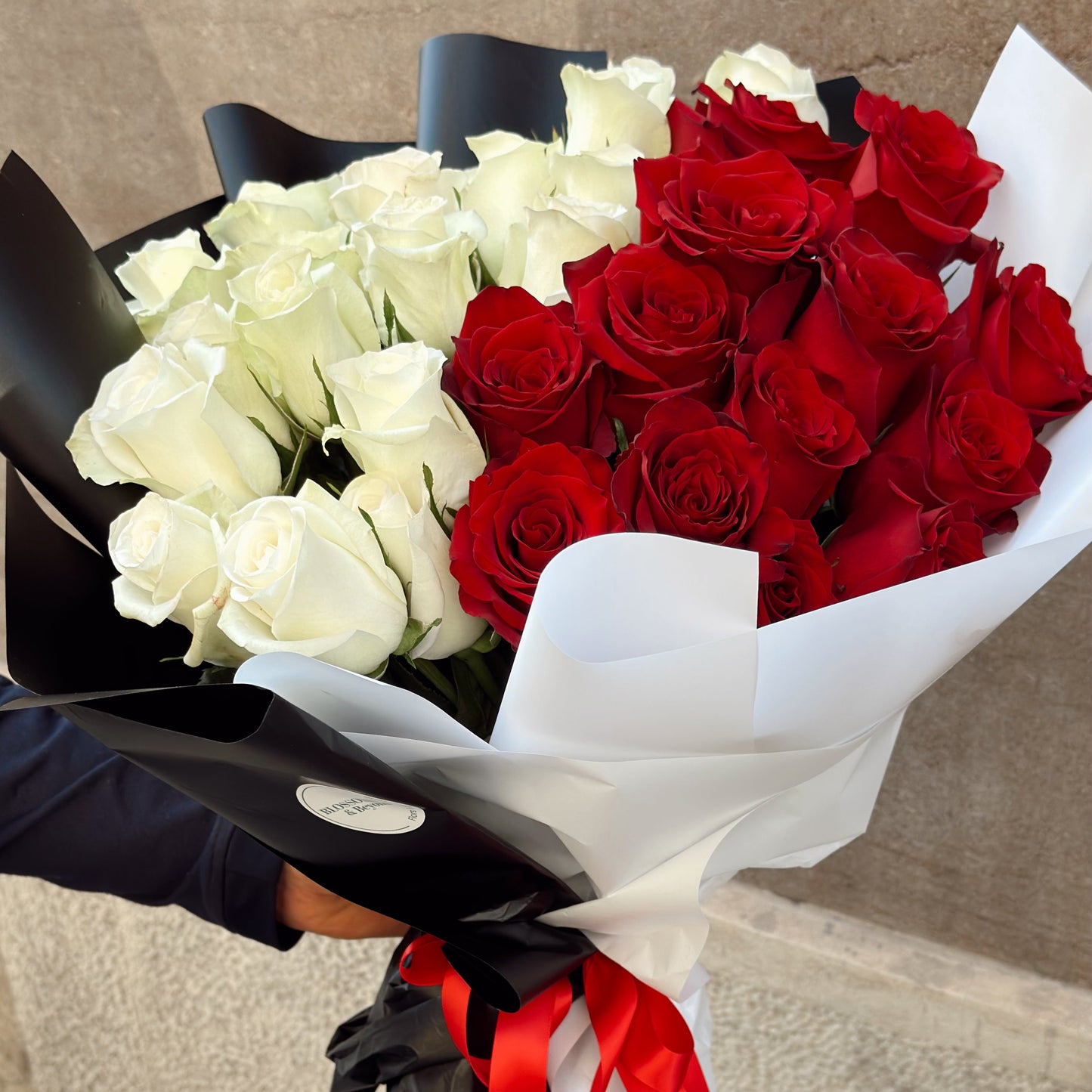 Pure Devotion – Red & White Roses