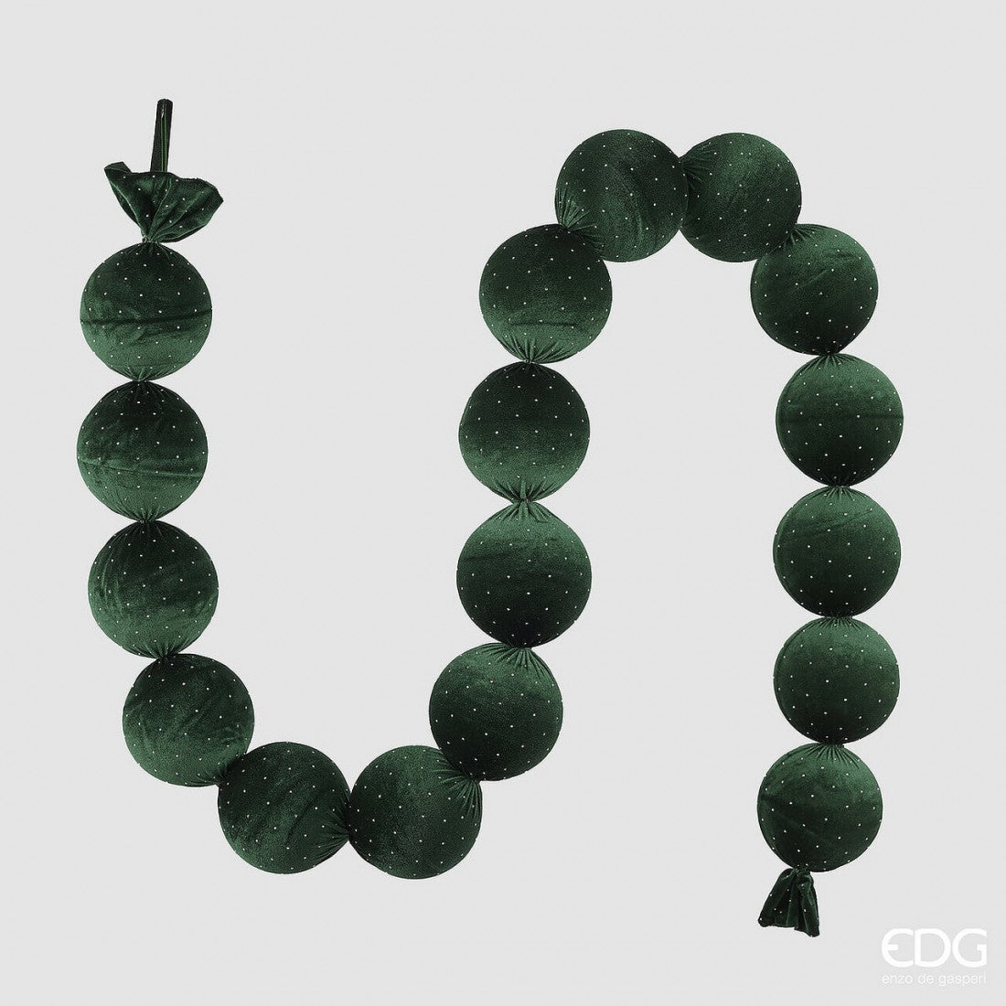 Guirnalda de Bolas de Terciopelo Verde 1,80mts