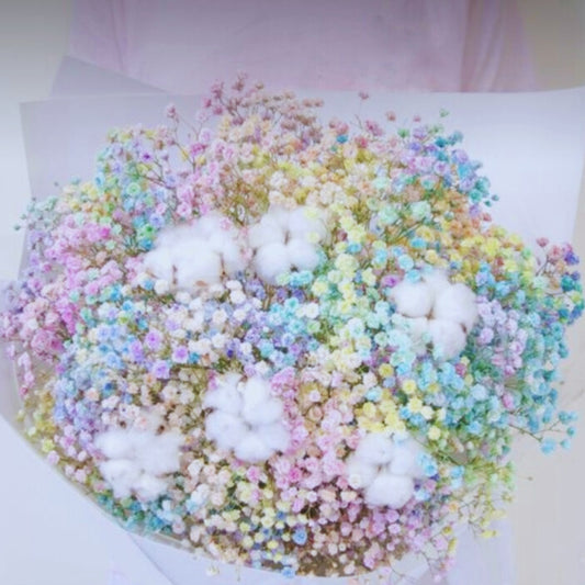 Rainbow Dream – Bunch of Rainbow Gypsophila and Cotton Flakes