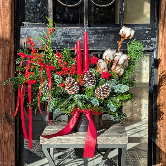 Cotton and Candles Winter Centerpiece