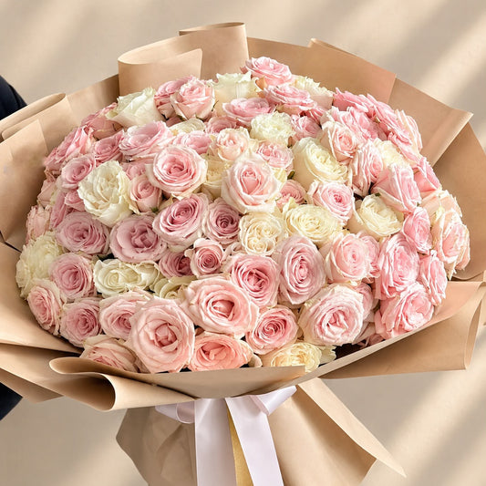 Blush and Ivory Dream - Ramo de 101 Rosas