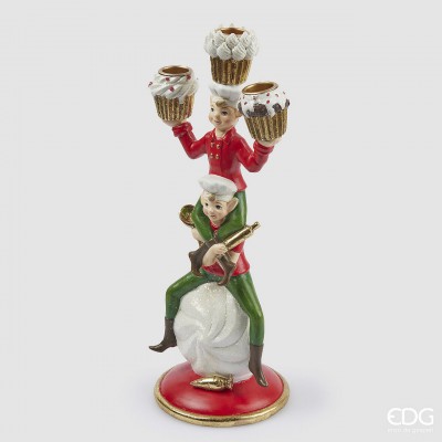Large Elf Cook Candle Holder for Three Candles