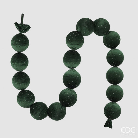 Guirnalda de Bolas de Terciopelo Verde 1,80mts