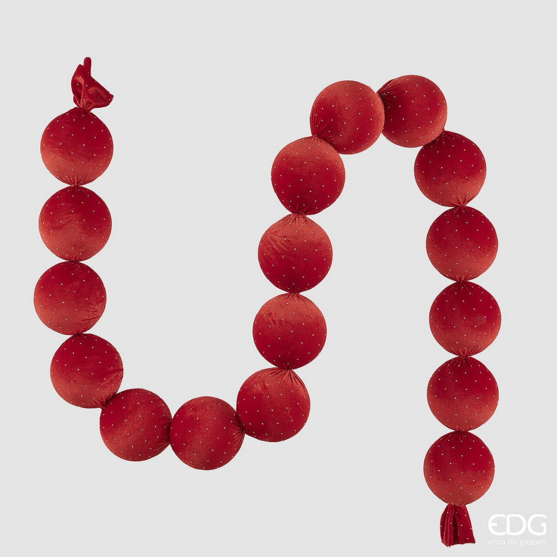 Guirnalda de Bolas de Terciopelo Rojo 1,80mts