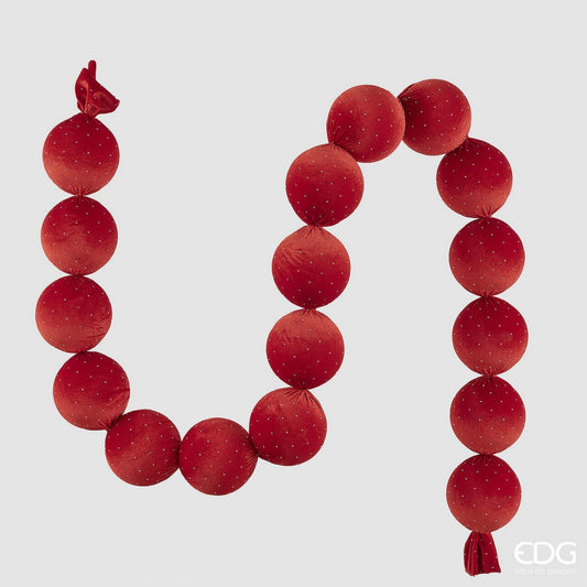 Guirnalda de Bolas de Terciopelo Rojo 1,80mts