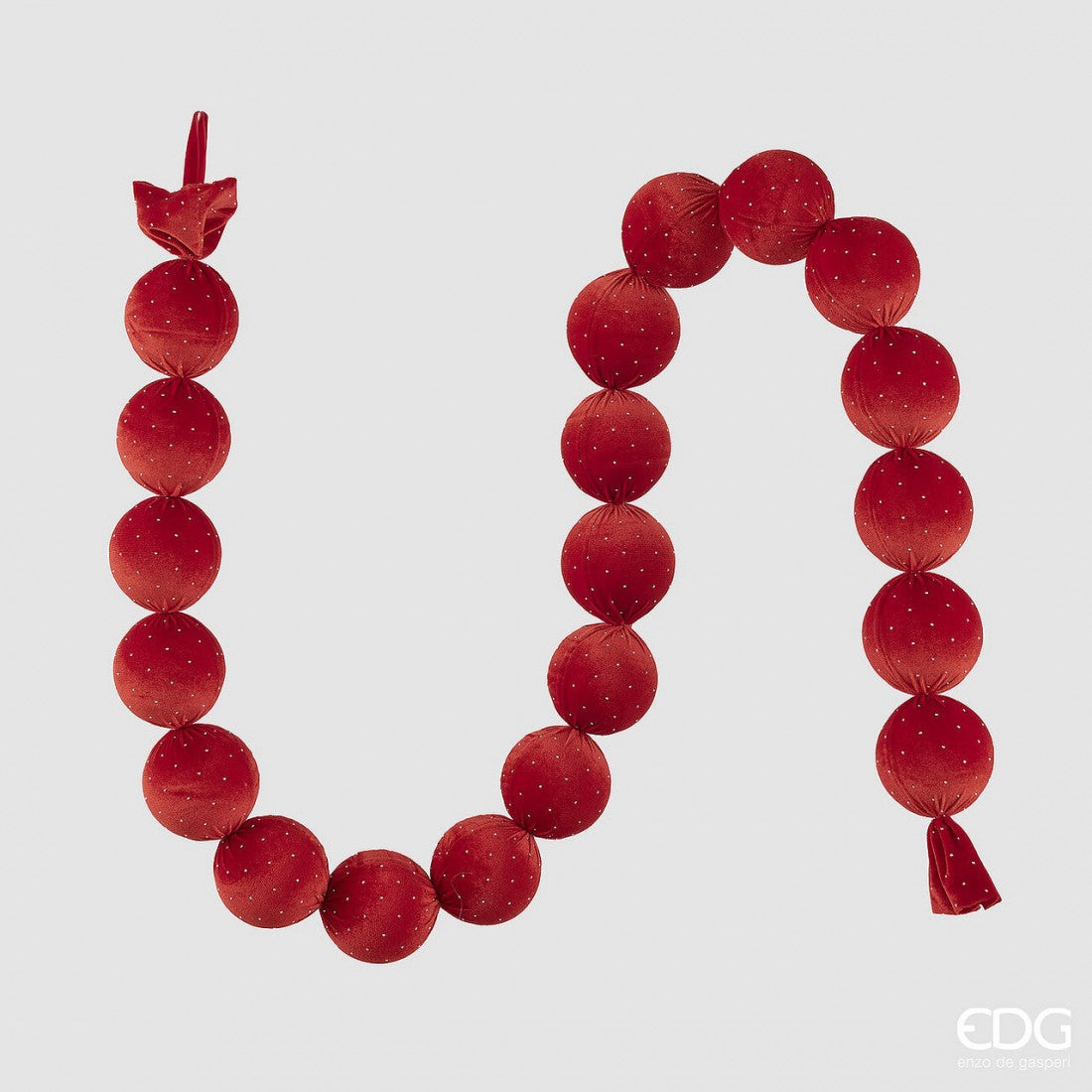 Guirnalda de Bolas de Terciopelo Rojo 1,80mts